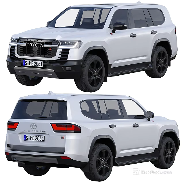 White Toyota SUV Front And Rear Views 3d model 