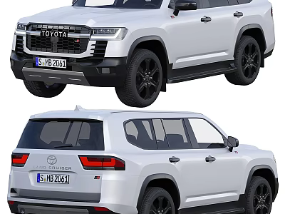 White Toyota SUV Front And Rear Views 3d model