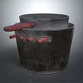 Durable Black Metal Bucket With Long Handles And Riveted Structure For Daily Use