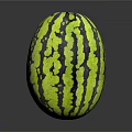 Fresh Ripe Watermelon With Green And Yellow Skin And Dark Green Stripes Isolated On Dark Background
