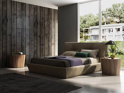 Modern double bed bedding 3d model