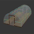 White Arch Greenhouse Structure With Transparent Cover And Wooden Door