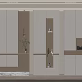 Modern Shoe Cabinet Design With White Doors Wooden Accents And LED Lighted Niches