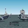 Modern Slide Child Zone Pirate Ship Slide Submarine 3d model