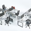 Modern Office Workspace With Partitioned Desks Computer Monitors And Ergonomic Chairs