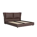 Brown Upholstered Double Bed With High Backrest And Slatted Base Frame 3d model