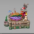 Adorable Creative Hamburger Display With Wooden Crate Mini Umbrella Decorative Plants And Cartoon Figure