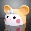 Cute Cartoon Style Hat With Yellow Mouse Ears White Horns And Pink Cheeks