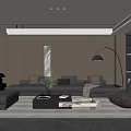Modern Living Room Interior Design With Gray Sofa Accent Chair And Wooden Panel Walls