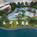 Scenic Grand Canal Waterfront View With Modern Buildings Pedestrians And Greenery