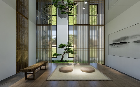 New Chinese Meditation Room 3d model