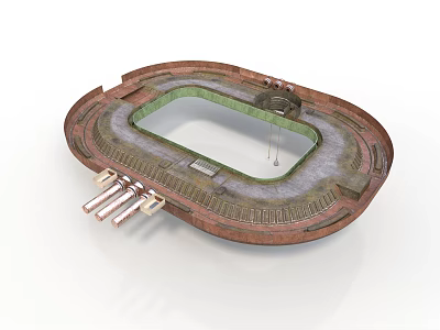 Stadium 3D Model With Running Track Grandstand And Green Central Field 3d model