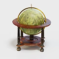 Vintage Globe With Wooden Base And Metal Stand For Decorative