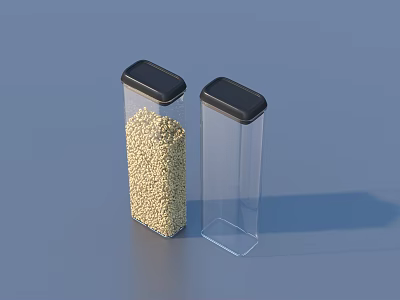 Transparent Square Storage Containers With Black Lids For Household Kitchen Use 3d model