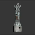 Cartoon Scene With Tall Castle Tower Featuring Brick Walls And Decorative Windows