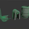 Ancient Stone Architectural Models Featuring Arch Tower And Seating Structures
