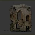 Ancient Building Ruins With Weathered Brick Walls Arched Openings And Overgrown Vines