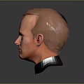 Shiny Copper Man Head Sculpture With Dark Background And Black Collar