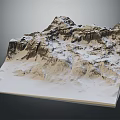 Garden Landscape Rockery Design With Snow Covered Rock Texture And White Platform