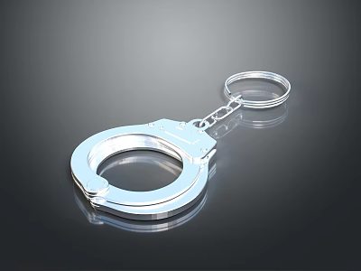 Shiny Silver Metallic Handcuffs With Chain Link And Reflective Surface 3d model