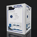 Modern Double-sided Exhibition Island With White Blue Display Boards And Information Charts