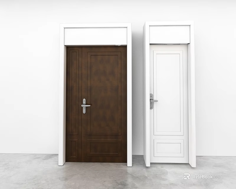 Modern Wooden Sliding Doors In Brown And White For Home Interior Design 3d model 