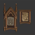 Gothic Style Wooden Architecture Models With Spires Arched Design And Decorative Panels