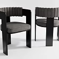 Modern Dining Chairs With Gray Upholstered Seats And Black Frame Design