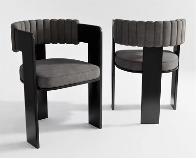 Modern Dining Chairs With Gray Upholstered Seats And Black Frame Design 3d model