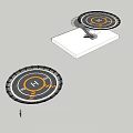 Circular Platform Design With Central H Symbol Ring Pattern And Attached Staircase 3d model