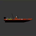 Bright Red Inflatable Boat With Black Parts And Yellow Warning Stripes For Daily Use
