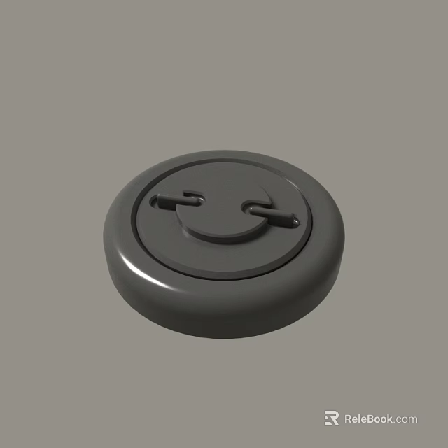 Gray Circular Plastic Cover With Two Small Holes And Smooth Surface 3d model 