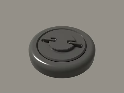 Gray Circular Plastic Cover With Two Small Holes And Smooth Surface 3d model