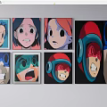 Anime Character Portraits Framed Wall Art With Expressive Faces And Colorful Illustrations