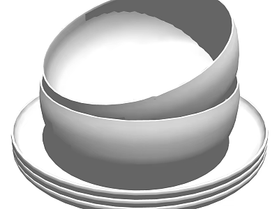 Stacked White Dinnerware Set With Bowls And Plates For Dining Table 3d model