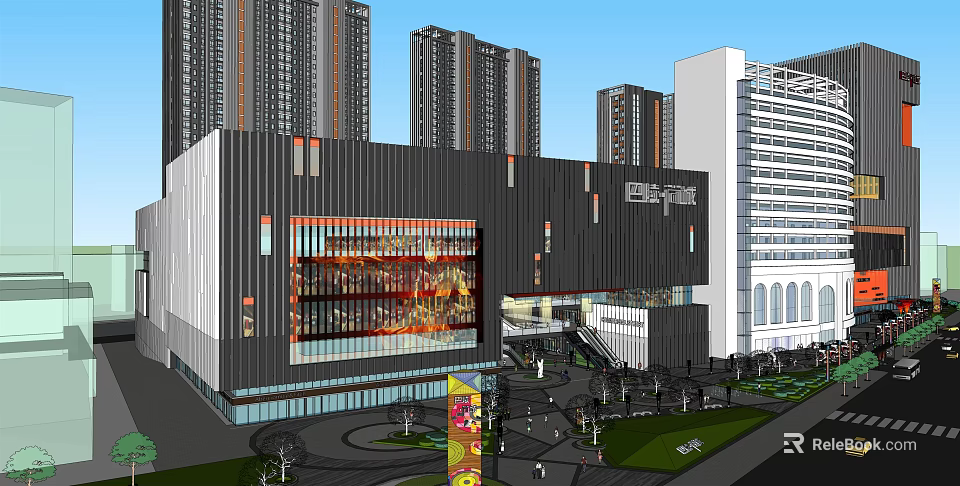 Modern Commercial Building Exterior With Glass Facade And Surrounding High Rise Structures 3d model 