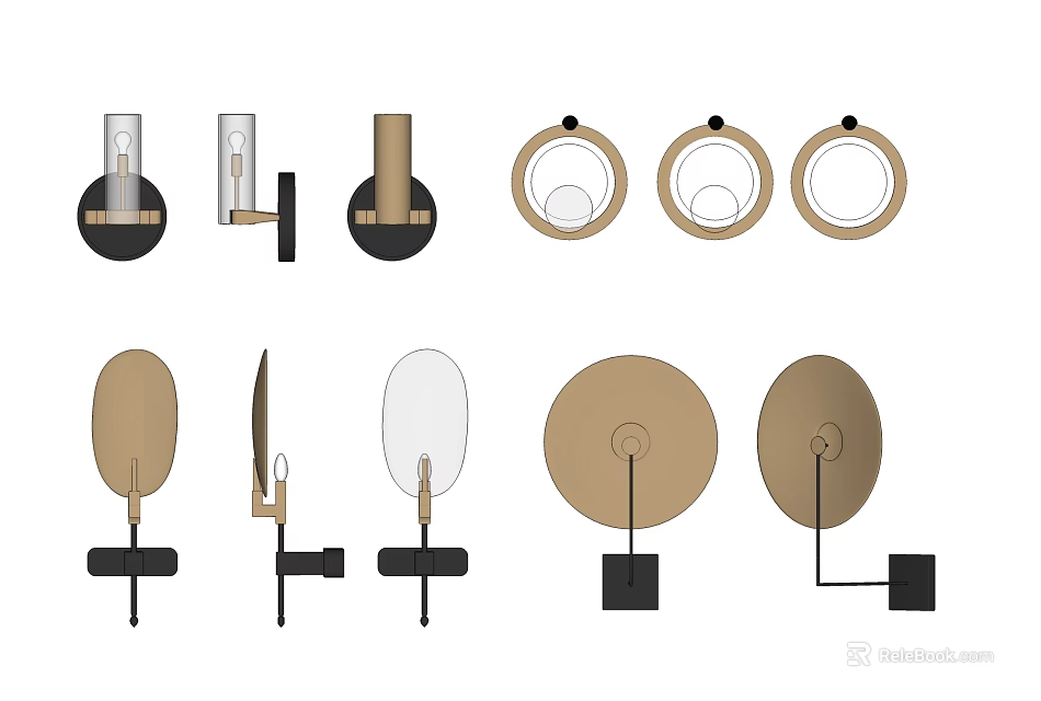 Modern Wall Lamps Featuring Diverse Stylish Shapes For Home Interior Decor 3d model 
