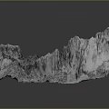 Garden Landscape Featuring Natural Rock Mountain Structure with Detailed Textured Rock Design