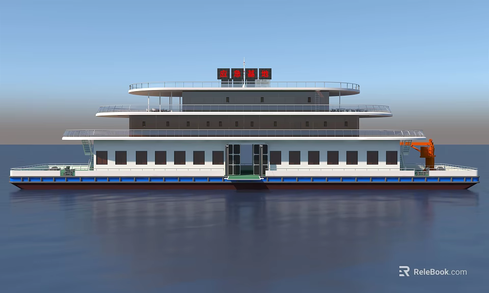 Large Multi deck Passenger Ship With Modern Structure On Water 3d model 