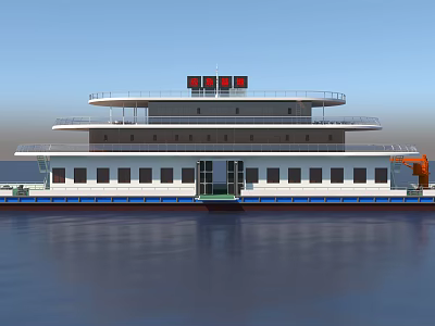 Large Multi deck Passenger Ship With Modern Structure On Water 3d model