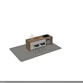 Modern Bar Counter With Wooden Top Built-in Stove Black Stools Vase Bread Fruits