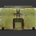 Weapon Storage Box Vintage Green Metal With Rusty Handles And Clasps