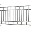 Modern Metal Railing With Cylindrical Post Flat Crossbar And Sturdy Base 3d model