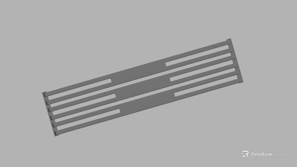 Gray Long Strip Metal Grille Panel With Slotted Design For Ventilation 3d model 