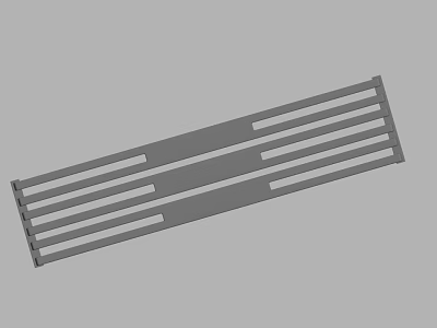 Gray Long Strip Metal Grille Panel With Slotted Design For Ventilation 3d model