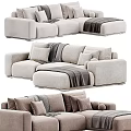 Modern Sectional Sofa with Soft Pillows Cozy Throw Blanket and Neutral Upholstery 3d model