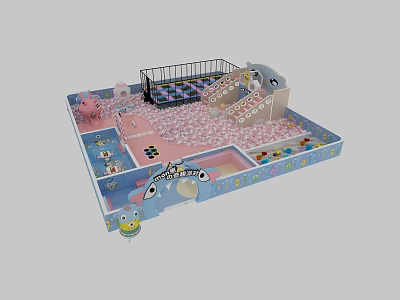 Colorful Indoor Children's Play Equipment with Slide Ball Pit and Cartoon Duck Design 3d model