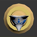Blue And White Cat Face Mask Fashion Accessory With Gold Base Display Stand