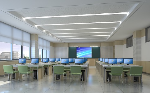 modern classroom computer 3d model