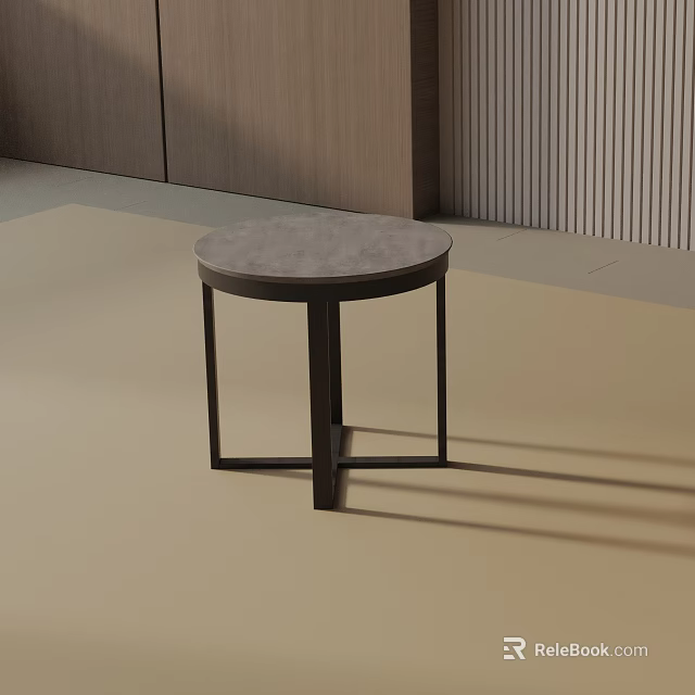 Modern Minimalist Round Side Table With Marble Top And Black Metal Frame 3d model 
